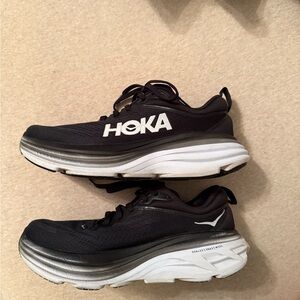 HOKA Bondi 8 Black and White